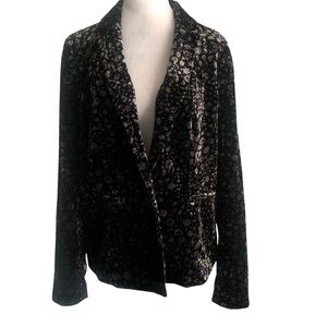 Anthropologie Elevenses Size 12 Black & Silver Lumi Animal Print Velvet Blazer